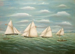 Regata fora do farol de areia longa, escola primitiva, século XIX